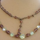 OLD AURORA BOREALIS CRYSTAL GLASS BEAD NECKLACE 32"