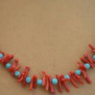 LIQUID SILVER TURQUOISE BEAD BRANCH CORAL NECKLACE