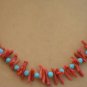 LIQUID SILVER TURQUOISE BEAD BRANCH CORAL NECKLACE