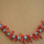 LIQUID SILVER TURQUOISE BEAD BRANCH CORAL NECKLACE