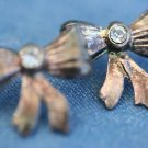 VINTAGE STERLING SILVER CLEAR STONE BOW EARRINGS