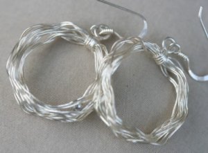 STERLING TWISTED WIRE DANGLE HOOP EARRINGS ITALY