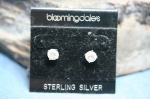 STERLING SILVER 6.5mm CUBIC ZERCONIA STUD EARRINGS