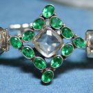 LARGE CHUNKY GREEN CZ STERLING SILVER BRACELET