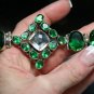 LARGE CHUNKY GREEN CZ STERLING SILVER BRACELET