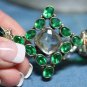 LARGE CHUNKY GREEN CZ STERLING SILVER BRACELET