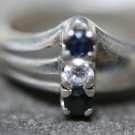 STERLING SILVER CLEAR STONE BLUE SAPPHIRE RING