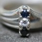 STERLING SILVER CLEAR STONE BLUE SAPPHIRE RING