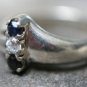 STERLING SILVER CLEAR STONE BLUE SAPPHIRE RING