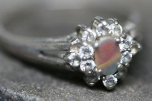 STERLING SILVER CUBIC ZERCONIA ABALONE SHELL RING