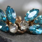 VINTAGE JANICE GOLD FILLED RHINESTONE EARRINGS SIGNED