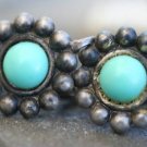 OLD VINTAGE MEXICO STERLING SILVER TURQUOISE EARRINGS