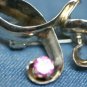 STERLING SILVER PINK CUBIC ZERCONIA PIN PENDANT SIGNED