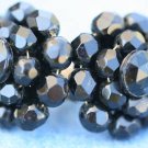 VINTAGE COSTUME BLACK JET CLUSTER EARRINGS SCREW ON