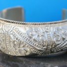 FASHION COSTUME JEWELRY EMBOSSED SILVER CUFF BRACELET