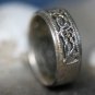 STERLING  MARCASITE FLOWER LEAF OPEN WORK BAND RING