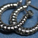STERLING SILVER HINGED RIBBED HOOP EARRING