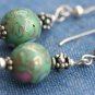 STERLING SILVER 6mm CLOISONNE DANGLE EARRINGS