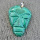 VINTAGE CARVED MALACHITE TRIBAL FACE PENDANT
