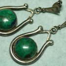 OLD STERLING SILVER TURQUOISE STONES  DANGLE EARRINGS