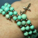 STERLING SILVER TURQUOISE BEADED WRAP BRACELET CROSS