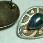OLD STERLING SILVER TURQUOISE LAPIS  MOON STAR EARRINGS