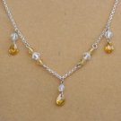 STERLING SILVER DANGLE CRYSTAL BEAD CHAIN NECKLACE 19"
