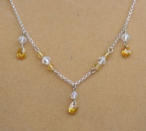 STERLING SILVER DANGLE CRYSTAL BEAD CHAIN NECKLACE 19"