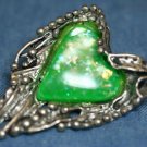SILVER LUCITE CONFETTI ARTISAN HEART PENDANT