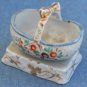 VINTAGE CERAMIC BASKET FIGURINE SIGNED NUMBERED