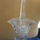 OLD VINTAGE ETCHED GLASS FLOWER BASKET GLASS HANDLE