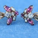 VINTAGE GOLD FILLED RHINESTONE EARRINGS SCREW ON SIGNED