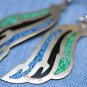 MEXICO ALPACA SILVER LAPIS TURQUOISE ENAMEL EARRINGS
