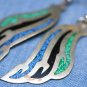 MEXICO ALPACA SILVER LAPIS TURQUOISE ENAMEL EARRINGS