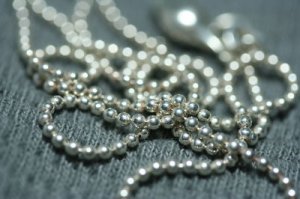 STERLING SILVER BEAD LINK CHAIN DROP NECKLACE