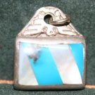 MEXICO STERLING THUNDERBIRD MOP TURQUOISE PENDANT