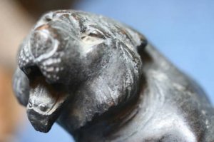 OLD ANTIQUE 1930's SOLID BRONZE TIGER FIGURINE