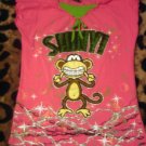 Pink Bling Shiny Braces Monkey teen shirt Large