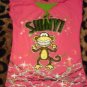 Pink Bling Shiny Braces Monkey teen shirt Large