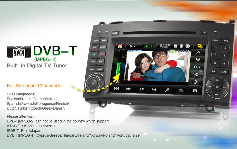 Benz car dvd player 7" HD Car DVD Player GPS DVBT iPod PiP with Can