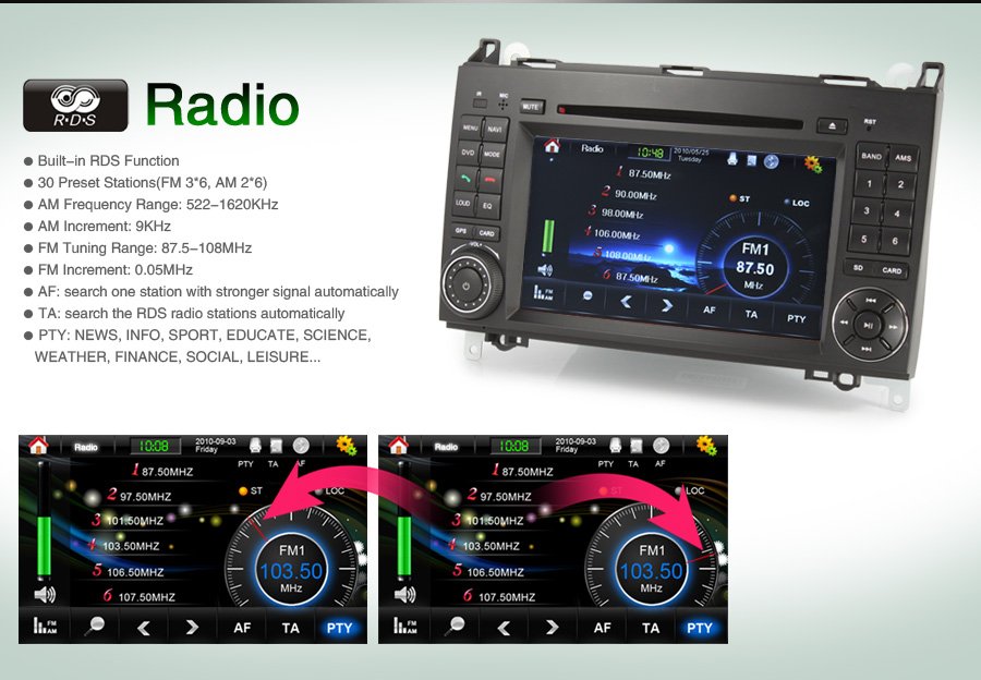 Benz car dvd player 7" HD Car DVD Player GPS DVBT iPod PiP with Can