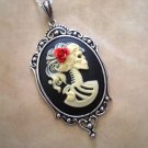 Gothic Ivory Black Lolita Skeleton Zombie Cameo Necklace