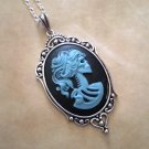 Gothic Teal Black Lolita Skeleton Cameo Necklace