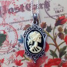 Lolita Skeleton Cameo Necklace - Small Gothic Ivory Zombie Lady