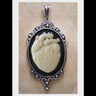 Heart Anatomical Necklace - Ivory Black Cameo