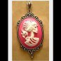 Gothic Skull Cameo Necklace - White Lolita Skeleton Pink Jewelry