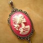Gothic Skull Cameo Necklace - White Lolita Skeleton Pink Jewelry