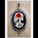 Gothic White Black Lolita Skeleton Cameo Necklace