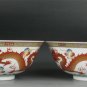 Pairs QING DYNASTY Famille Rose IRON-RED Dragon WITH GILD BOWLS#P2564