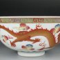Pairs QING DYNASTY Famille Rose IRON-RED Dragon WITH GILD BOWLS#P2564